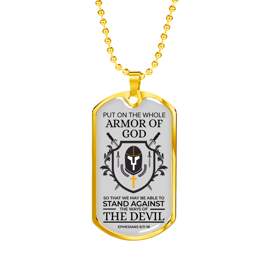 Whole Armor Of God Scripture Ephesians Necklace Stainless Steel or 18k Gold Dog Tag 24" Chain-Express Your Love Gifts