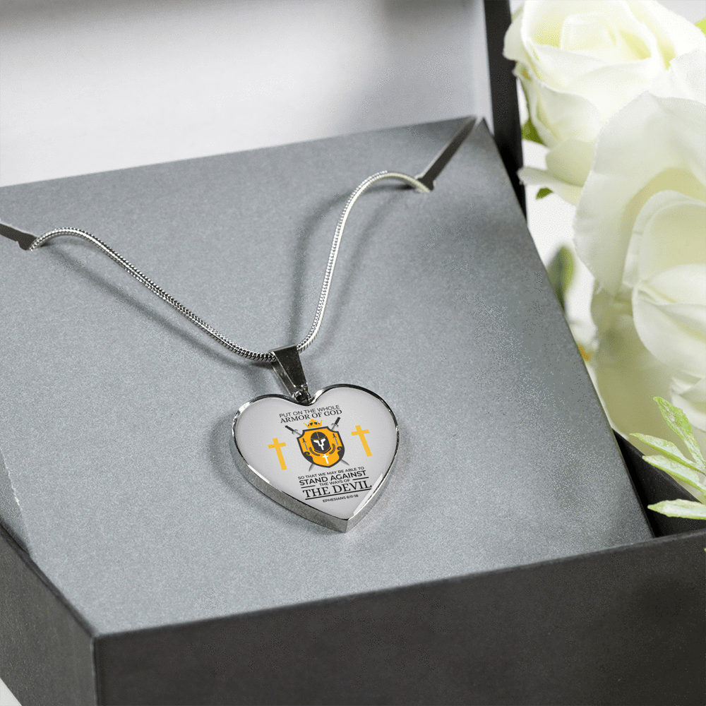 Whole Armor Of God Stainless Steel or 18k Gold Heart Pendant 18-22"-Express Your Love Gifts