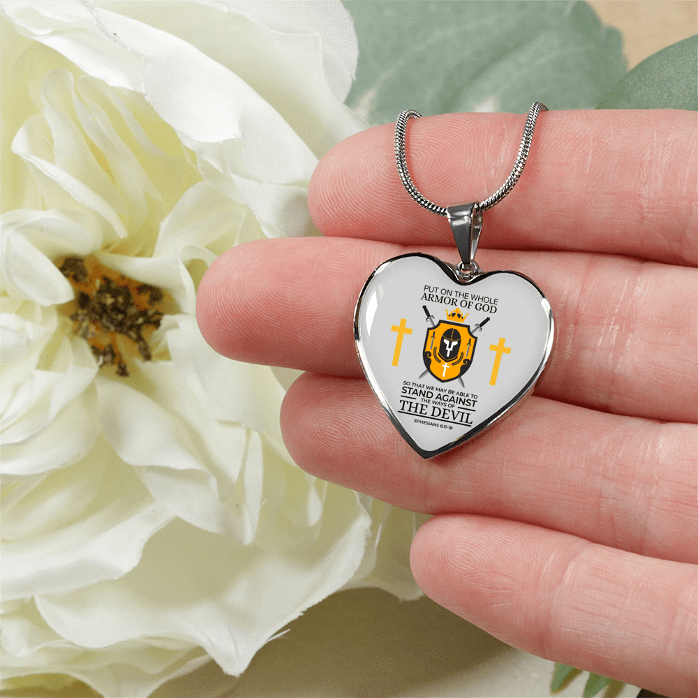 Whole Armor Of God Stainless Steel or 18k Gold Heart Pendant 18-22"-Express Your Love Gifts