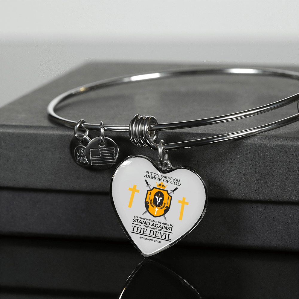 Whole Armor Of God Stainless Steel or 18k Gold Heart Pendant 18-22"-Express Your Love Gifts