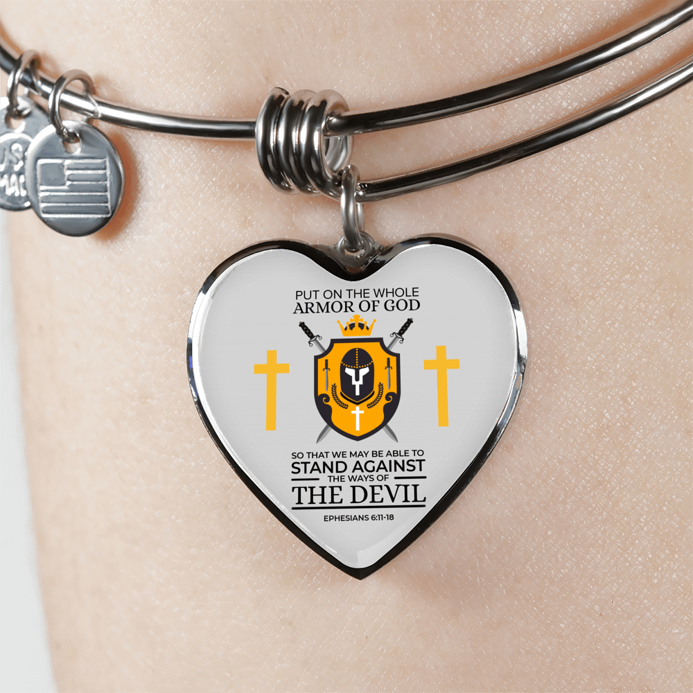 Whole Armor Of God Stainless Steel or 18k Gold Heart Pendant 18-22"-Express Your Love Gifts