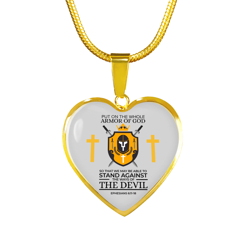 Whole Armor Of God Stainless Steel or 18k Gold Heart Pendant 18-22"-Express Your Love Gifts