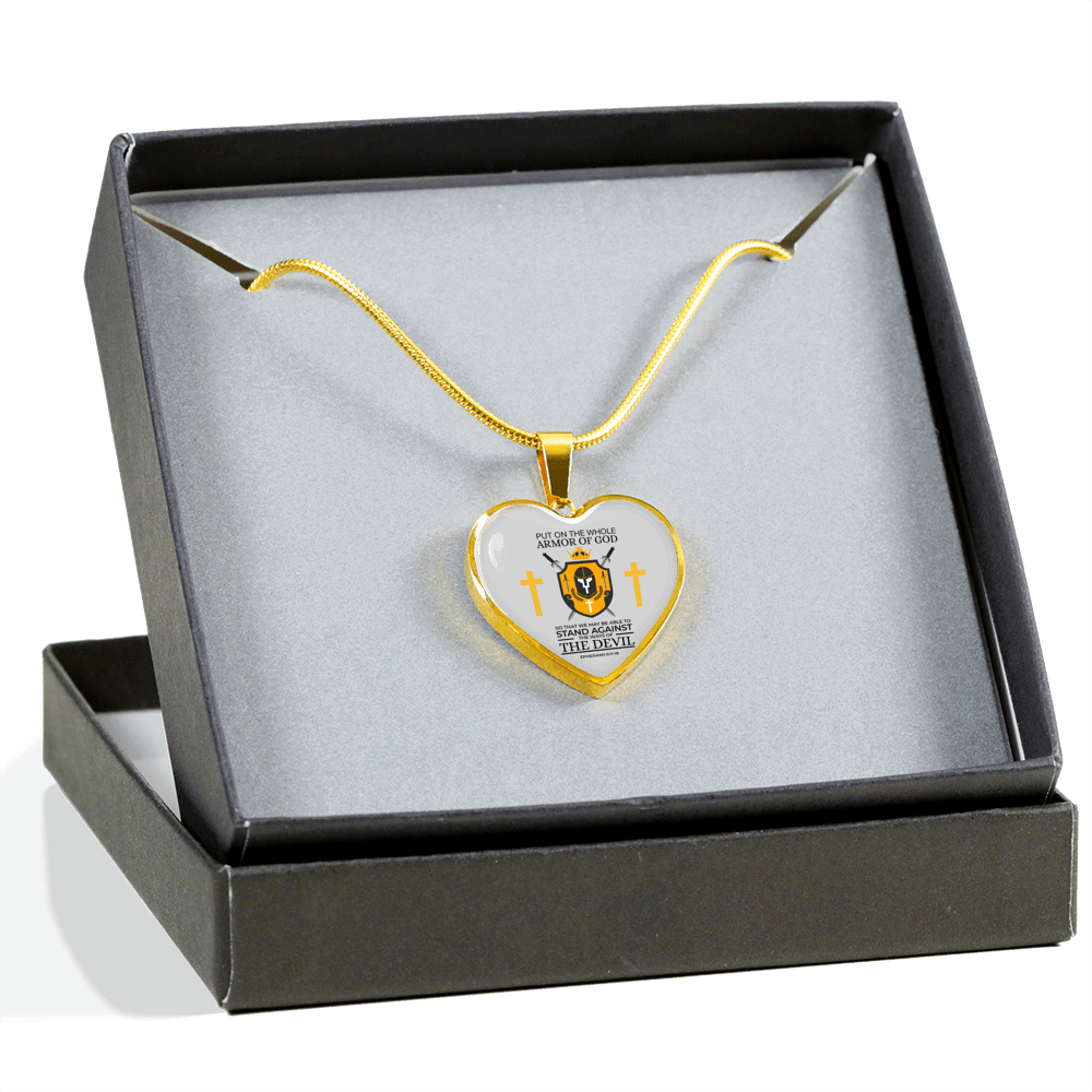 Whole Armor Of God Stainless Steel or 18k Gold Heart Pendant 18-22"-Express Your Love Gifts