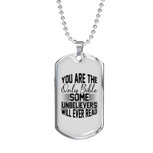 Will Ever Read Christian Necklace Stainless Steel or 18k Gold Dog Tag 24" Chain-Express Your Love Gifts