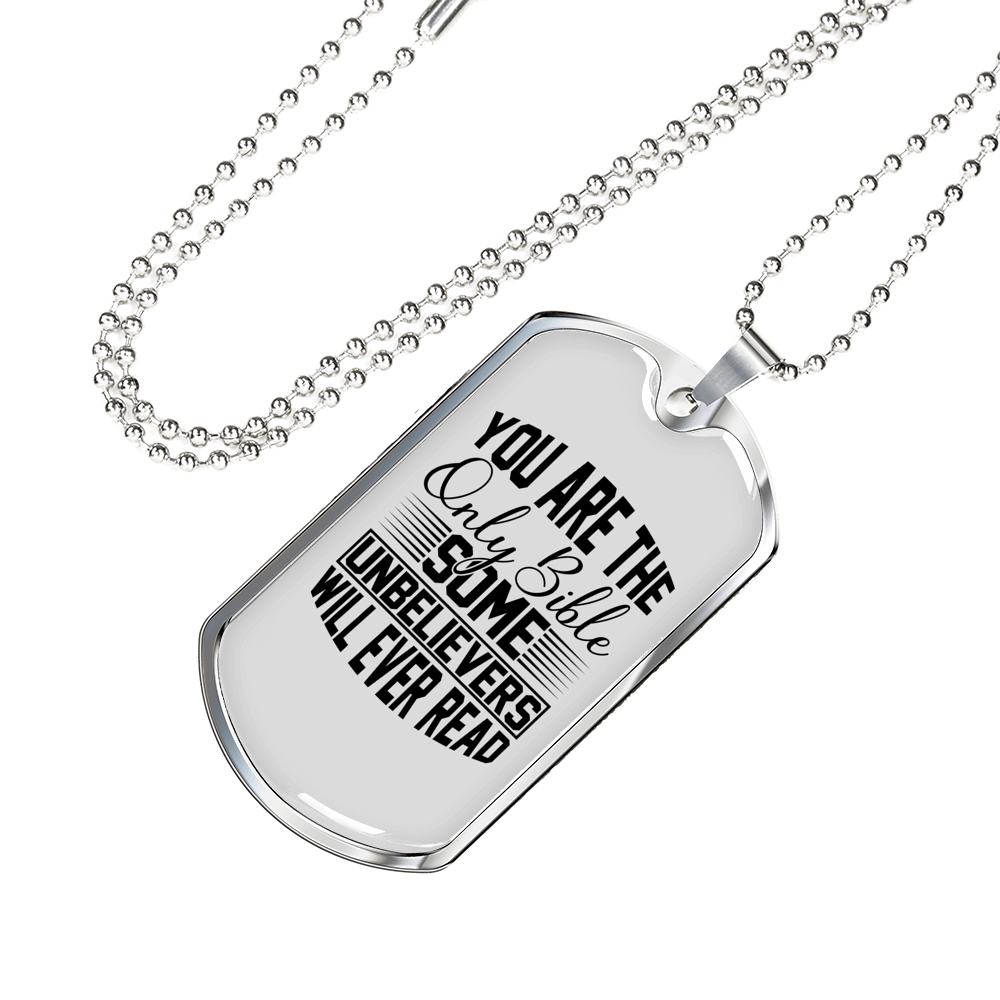 Will Ever Read Christian Necklace Stainless Steel or 18k Gold Dog Tag 24" Chain-Express Your Love Gifts