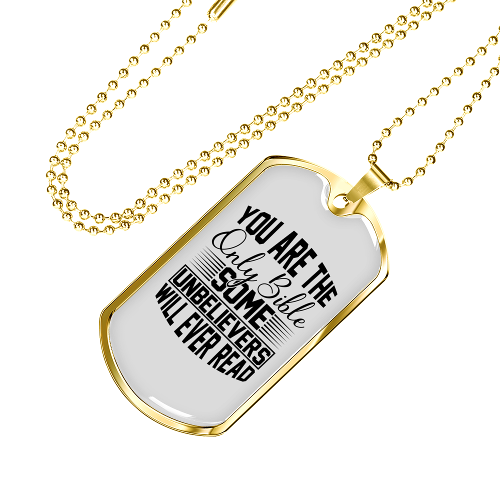 Will Ever Read Christian Necklace Stainless Steel or 18k Gold Dog Tag 24" Chain-Express Your Love Gifts