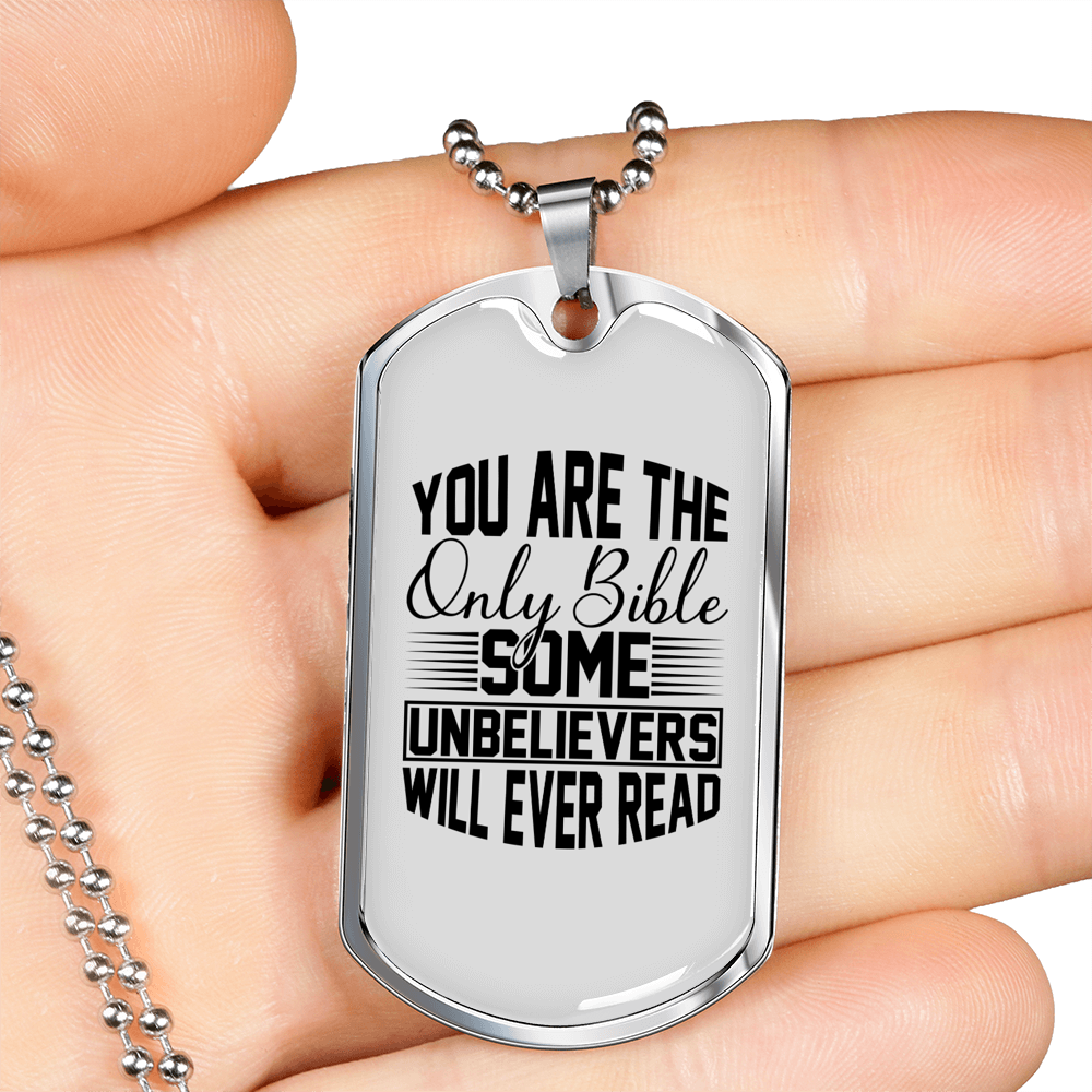 Will Ever Read Christian Necklace Stainless Steel or 18k Gold Dog Tag 24" Chain-Express Your Love Gifts