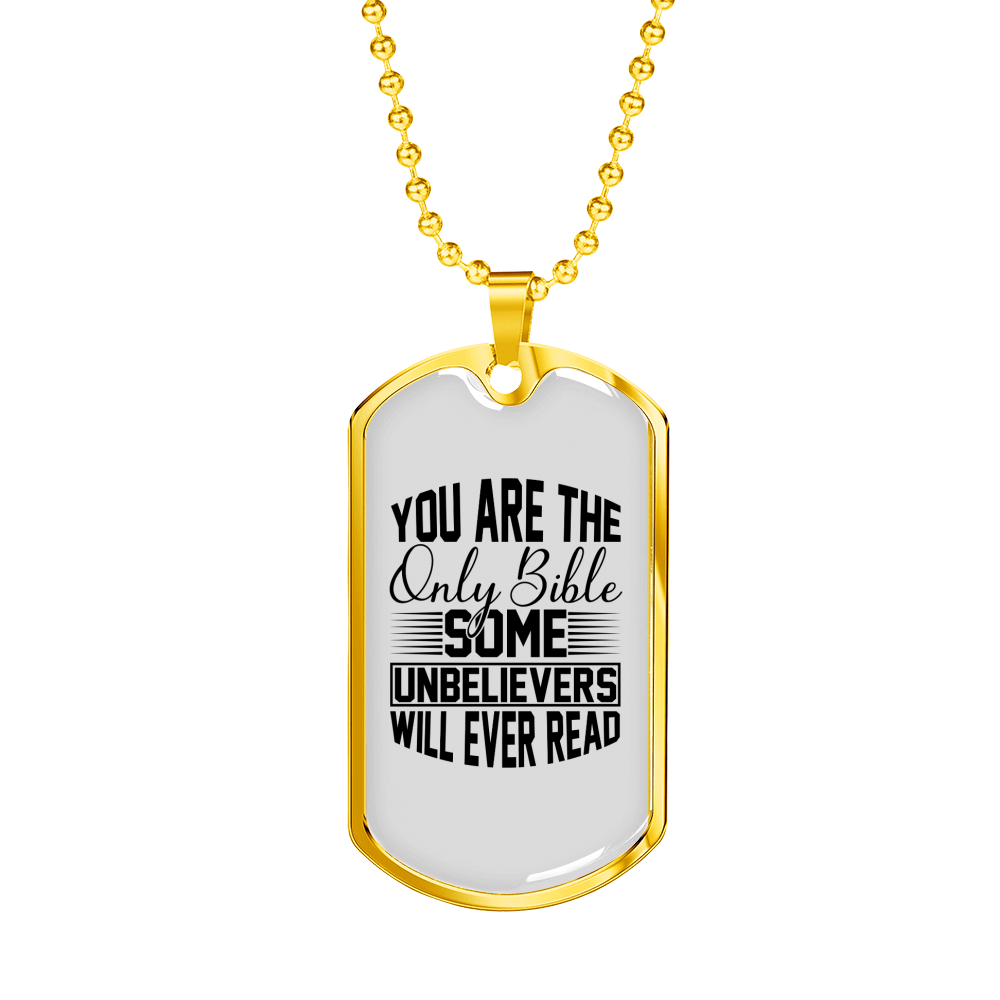 Will Ever Read Christian Necklace Stainless Steel or 18k Gold Dog Tag 24" Chain-Express Your Love Gifts