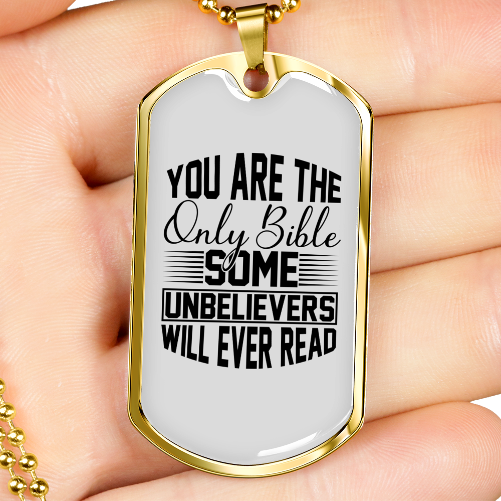 Will Ever Read Christian Necklace Stainless Steel or 18k Gold Dog Tag 24" Chain-Express Your Love Gifts