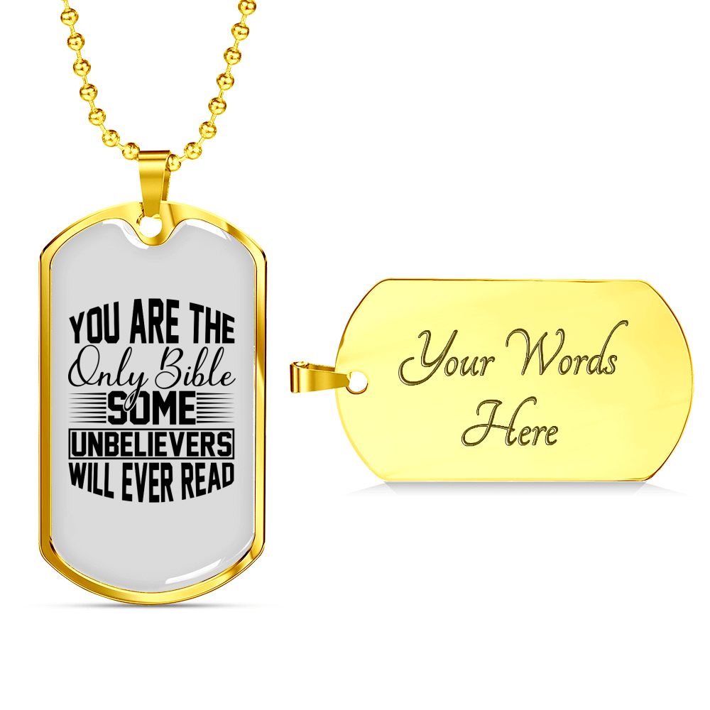 Will Ever Read Christian Necklace Stainless Steel or 18k Gold Dog Tag 24" Chain-Express Your Love Gifts