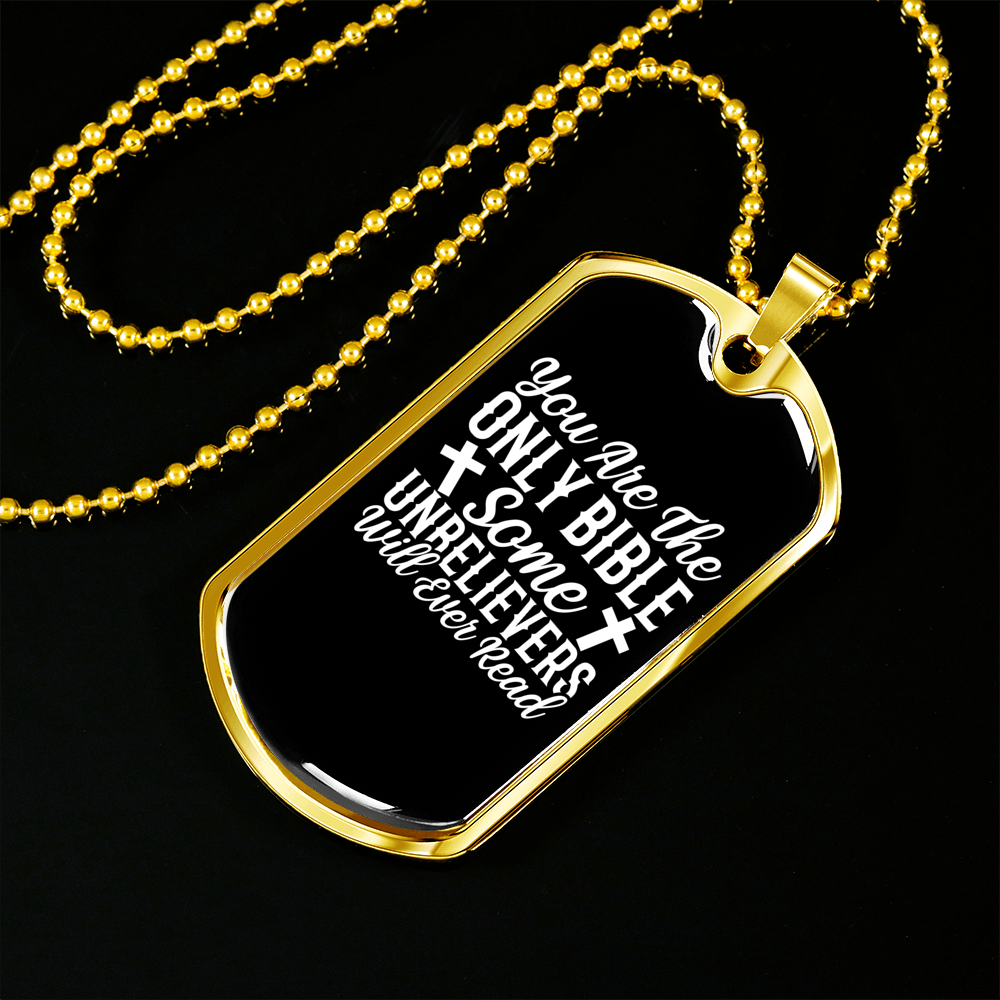 Will Ever Read Necklace Stainless Steel or 18k Gold Dog Tag 24" Chain-Express Your Love Gifts