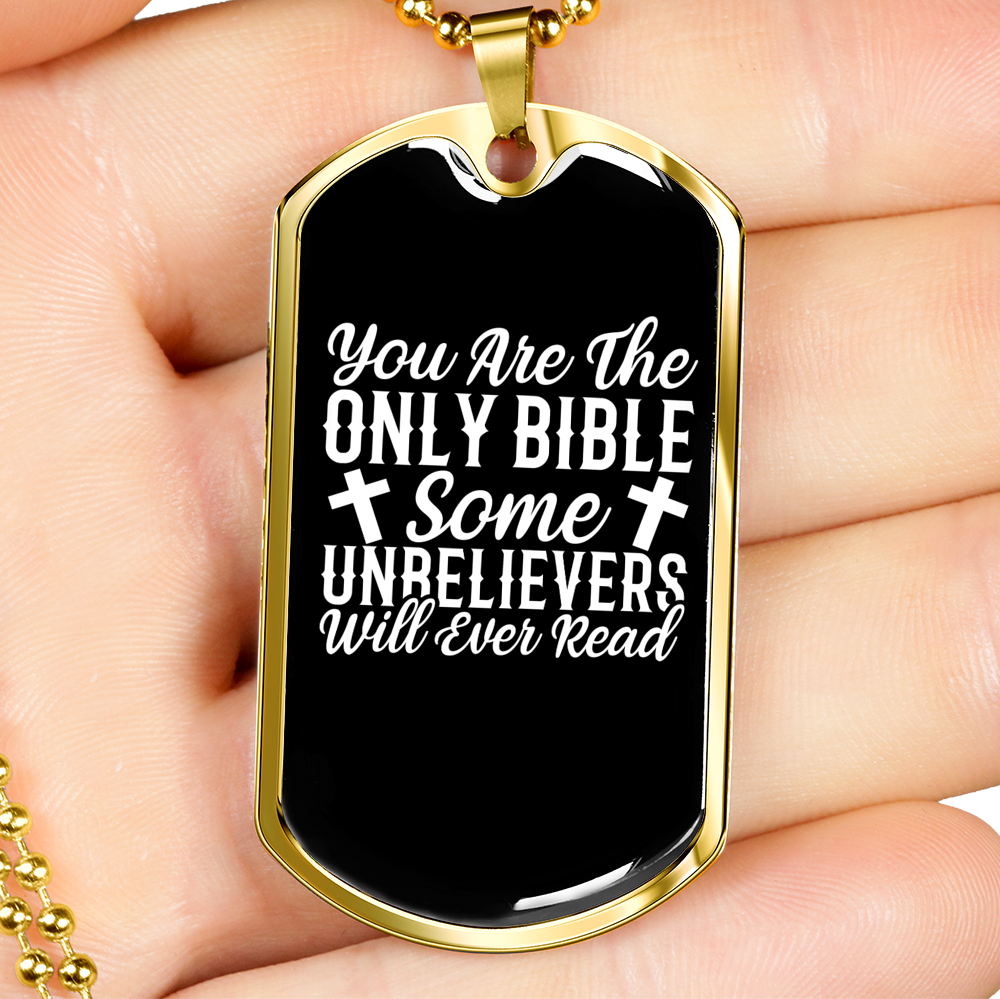 Will Ever Read Necklace Stainless Steel or 18k Gold Dog Tag 24" Chain-Express Your Love Gifts
