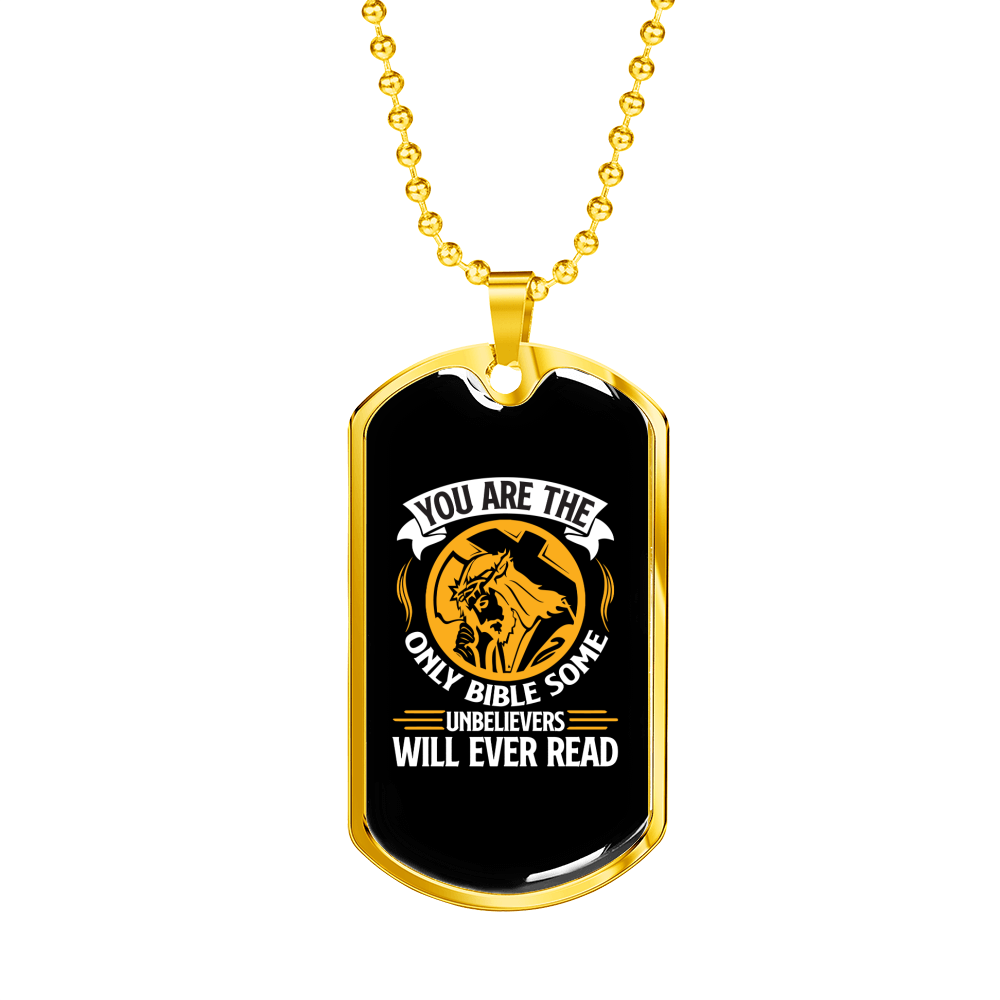 Will Ever Read orange Christian Necklace Stainless Steel or 18k Gold Dog Tag 24" Chain-Express Your Love Gifts