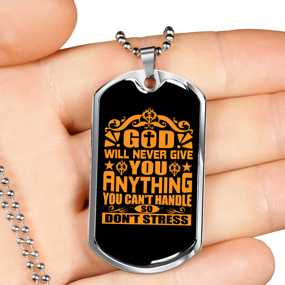 Will Never Give You Necklace Stainless Steel or 18k Gold Dog Tag 24" Chain-Express Your Love Gifts