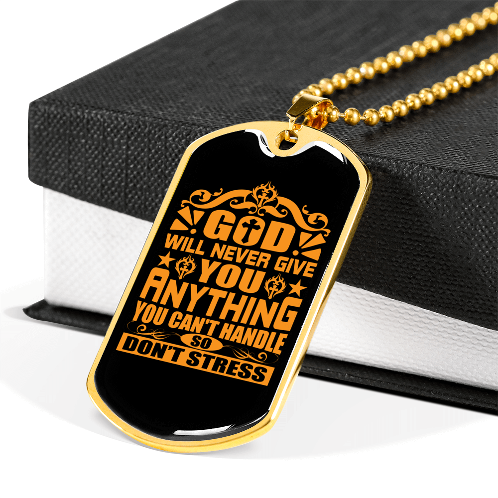 Will Never Give You Necklace Stainless Steel or 18k Gold Dog Tag 24" Chain-Express Your Love Gifts