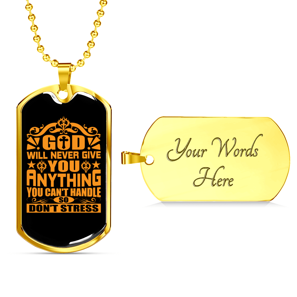 Will Never Give You Necklace Stainless Steel or 18k Gold Dog Tag 24" Chain-Express Your Love Gifts