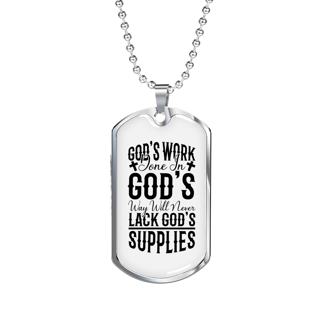 Will Never Lack Christian Necklace Stainless Steel or 18k Gold Dog Tag 24" Chain-Express Your Love Gifts