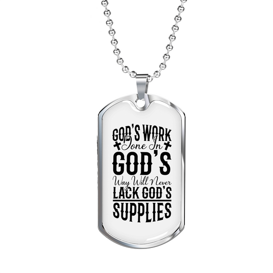 Will Never Lack Christian Necklace Stainless Steel or 18k Gold Dog Tag 24" Chain-Express Your Love Gifts