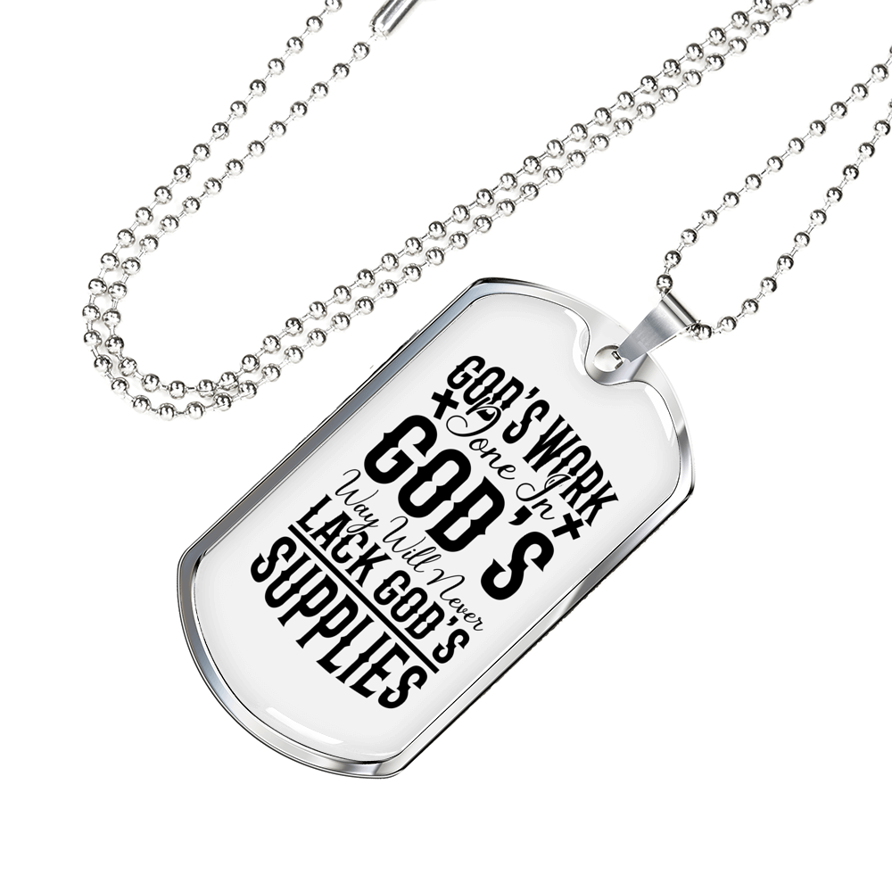 Will Never Lack Christian Necklace Stainless Steel or 18k Gold Dog Tag 24" Chain-Express Your Love Gifts