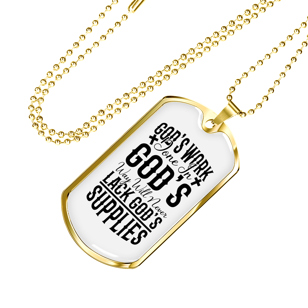 Will Never Lack Christian Necklace Stainless Steel or 18k Gold Dog Tag 24" Chain-Express Your Love Gifts