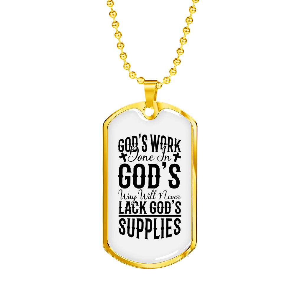 Will Never Lack Christian Necklace Stainless Steel or 18k Gold Dog Tag 24" Chain-Express Your Love Gifts