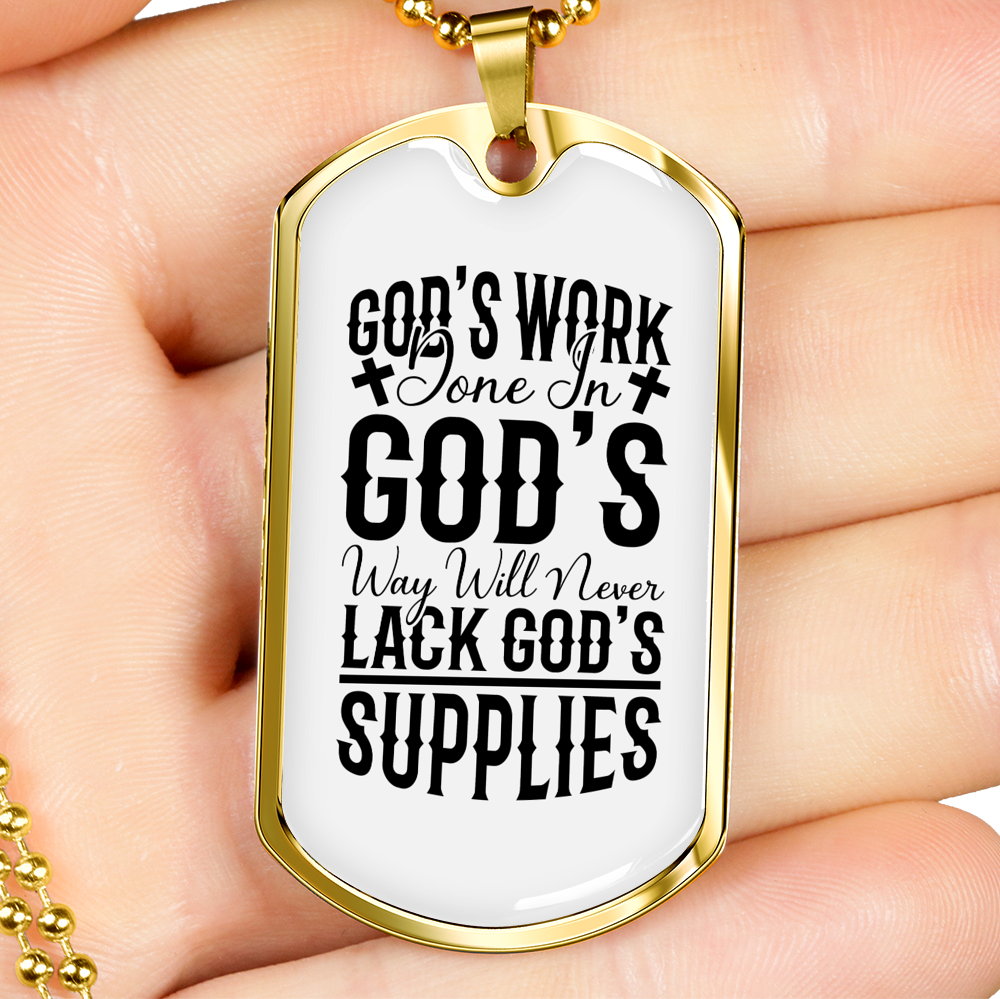 Will Never Lack Christian Necklace Stainless Steel or 18k Gold Dog Tag 24" Chain-Express Your Love Gifts