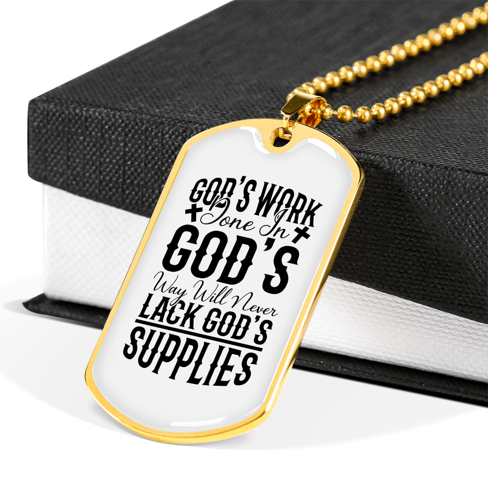Will Never Lack Christian Necklace Stainless Steel or 18k Gold Dog Tag 24" Chain-Express Your Love Gifts