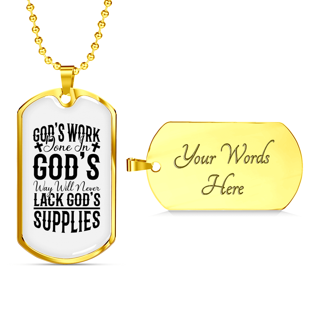 Will Never Lack Christian Necklace Stainless Steel or 18k Gold Dog Tag 24" Chain-Express Your Love Gifts