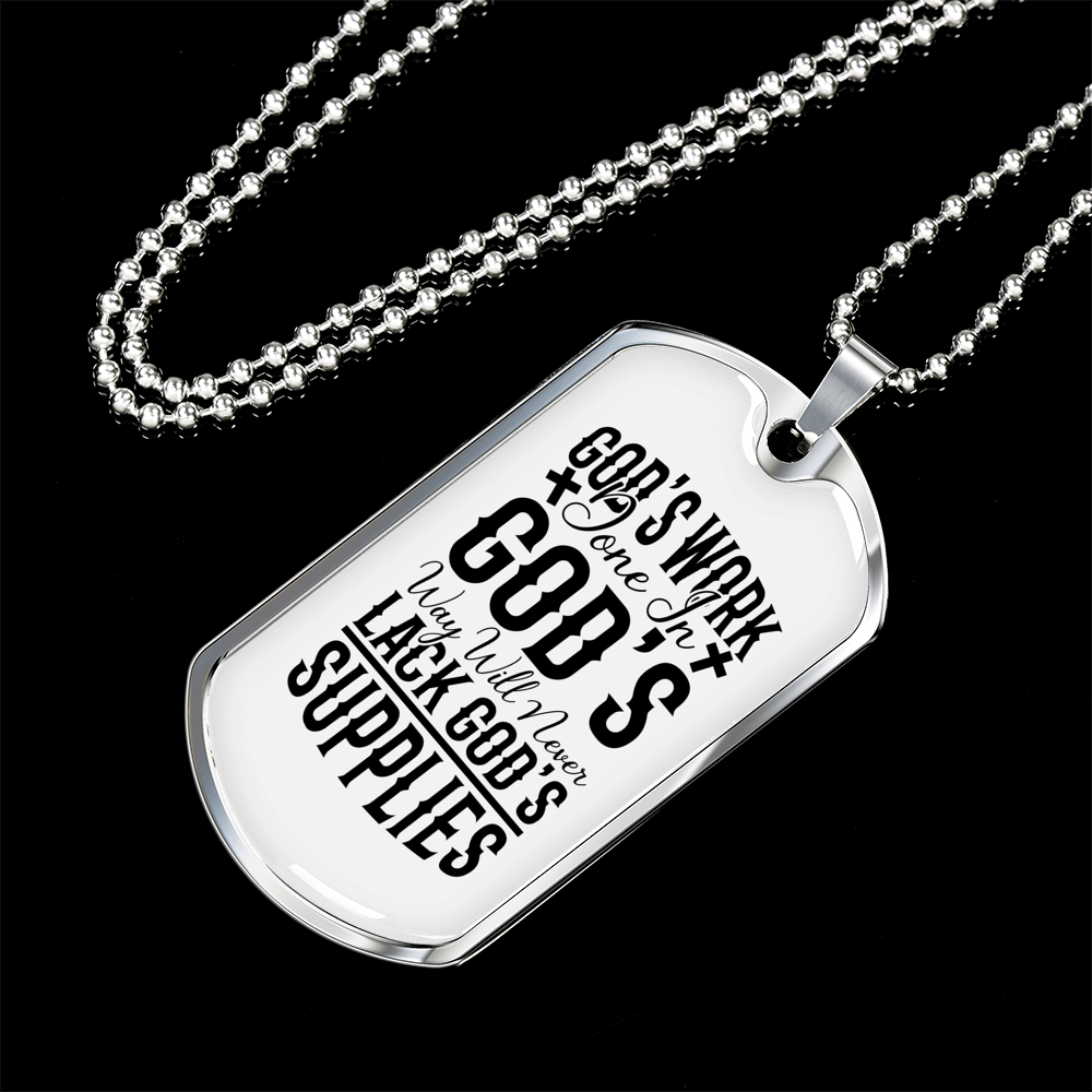 Will Never Lack Christian Necklace Stainless Steel or 18k Gold Dog Tag 24" Chain-Express Your Love Gifts