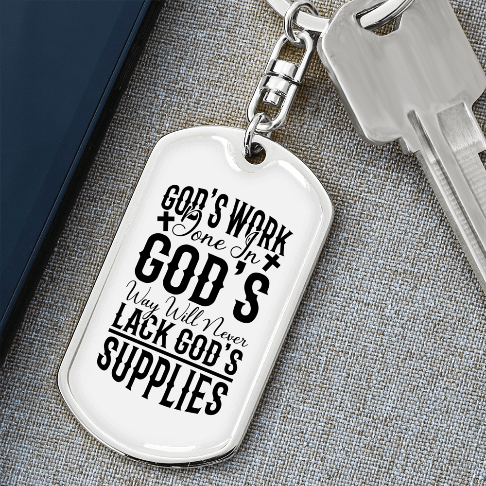 Will Never Lack Keychain Stainless Steel or 18k Gold Dog Tag Keyring-Express Your Love Gifts