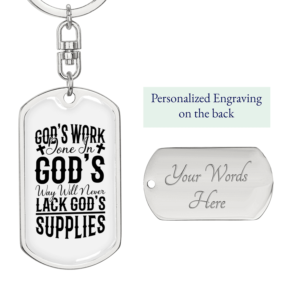 Will Never Lack Keychain Stainless Steel or 18k Gold Dog Tag Keyring-Express Your Love Gifts
