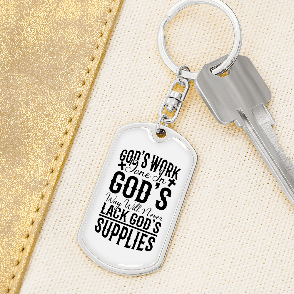 Will Never Lack Keychain Stainless Steel or 18k Gold Dog Tag Keyring-Express Your Love Gifts