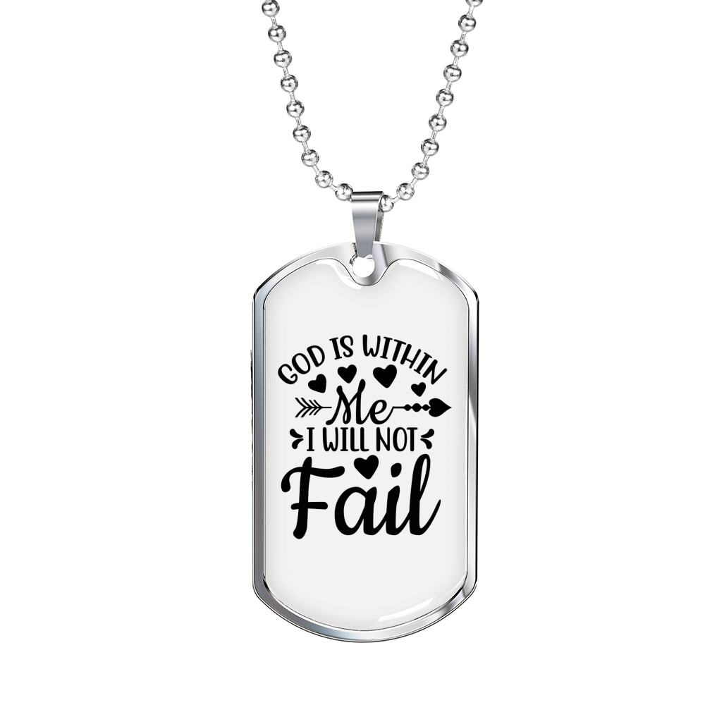 Will Not Fail Christian Necklace Stainless Steel or 18k Gold Dog Tag 24" Chain-Express Your Love Gifts