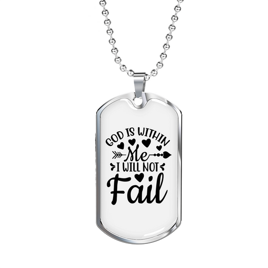 Will Not Fail Christian Necklace Stainless Steel or 18k Gold Dog Tag 24" Chain-Express Your Love Gifts