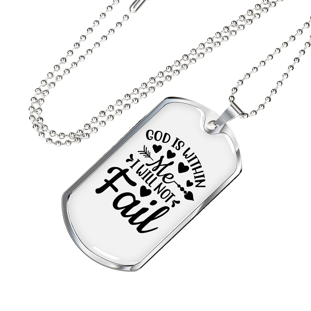 Will Not Fail Christian Necklace Stainless Steel or 18k Gold Dog Tag 24" Chain-Express Your Love Gifts