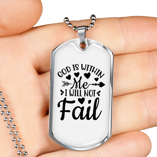Will Not Fail Christian Necklace Stainless Steel or 18k Gold Dog Tag 24" Chain-Express Your Love Gifts