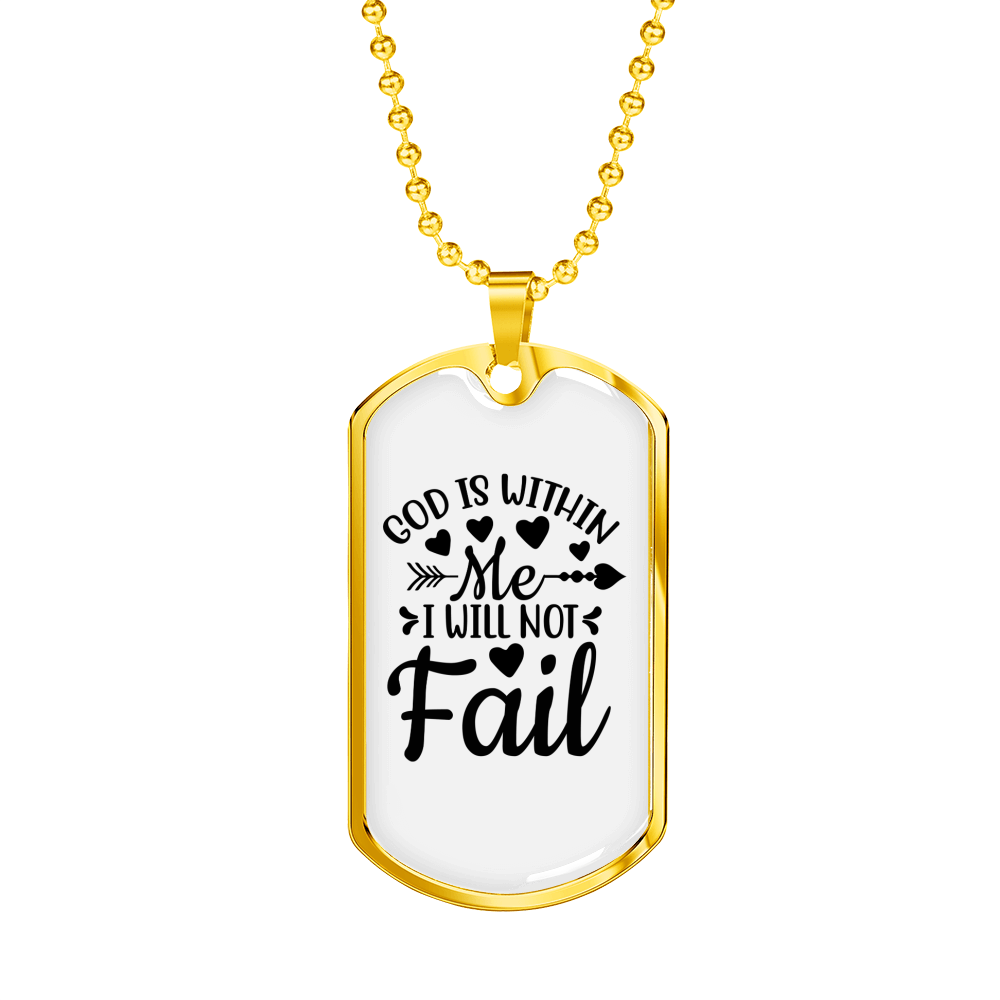 Will Not Fail Christian Necklace Stainless Steel or 18k Gold Dog Tag 24" Chain-Express Your Love Gifts