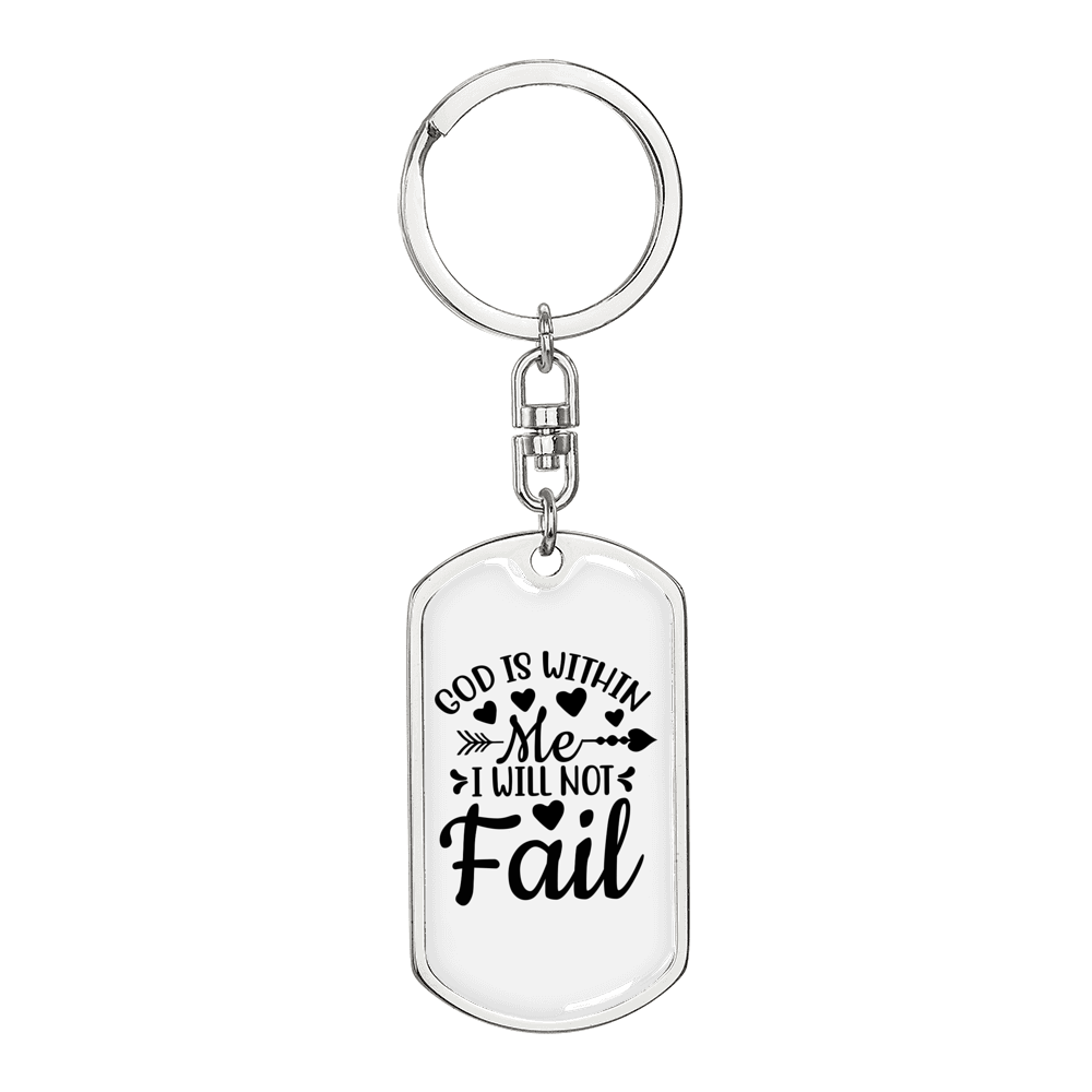 Will Not Fail Keychain Stainless Steel or 18k Gold Dog Tag Keyring-Express Your Love Gifts