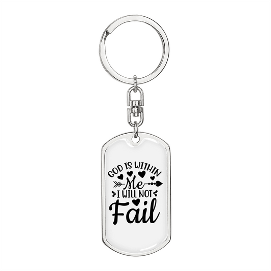 Will Not Fail Keychain Stainless Steel or 18k Gold Dog Tag Keyring-Express Your Love Gifts