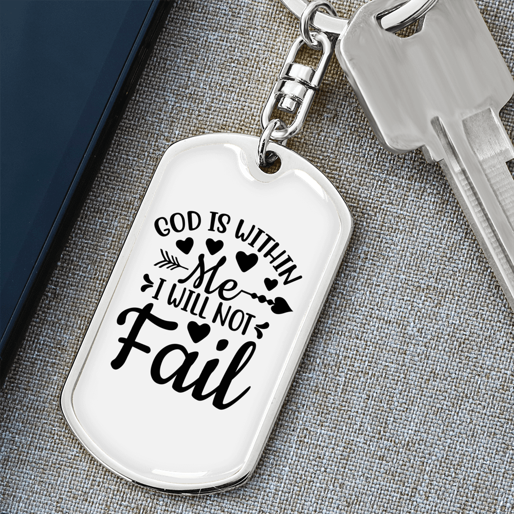 Will Not Fail Keychain Stainless Steel or 18k Gold Dog Tag Keyring-Express Your Love Gifts