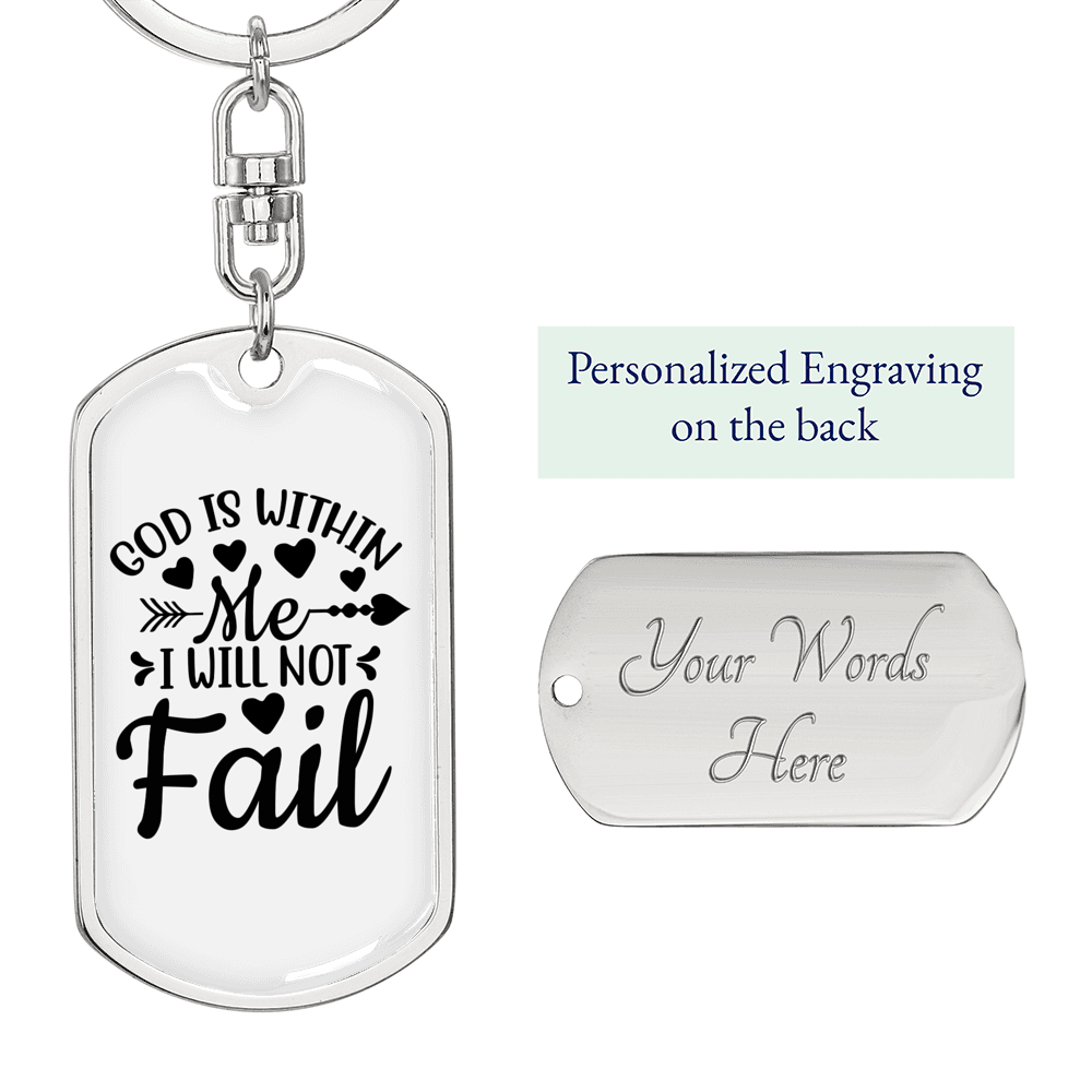 Will Not Fail Keychain Stainless Steel or 18k Gold Dog Tag Keyring-Express Your Love Gifts