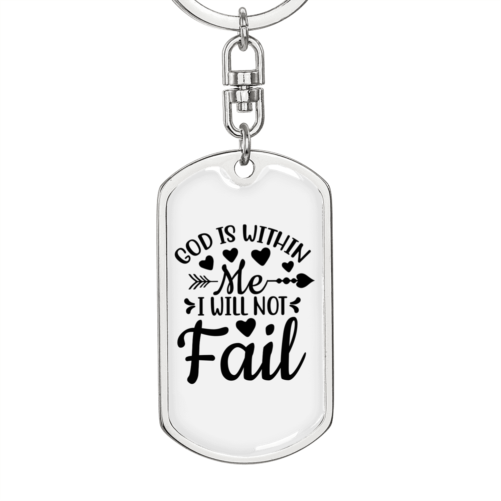 Will Not Fail Keychain Stainless Steel or 18k Gold Dog Tag Keyring-Express Your Love Gifts