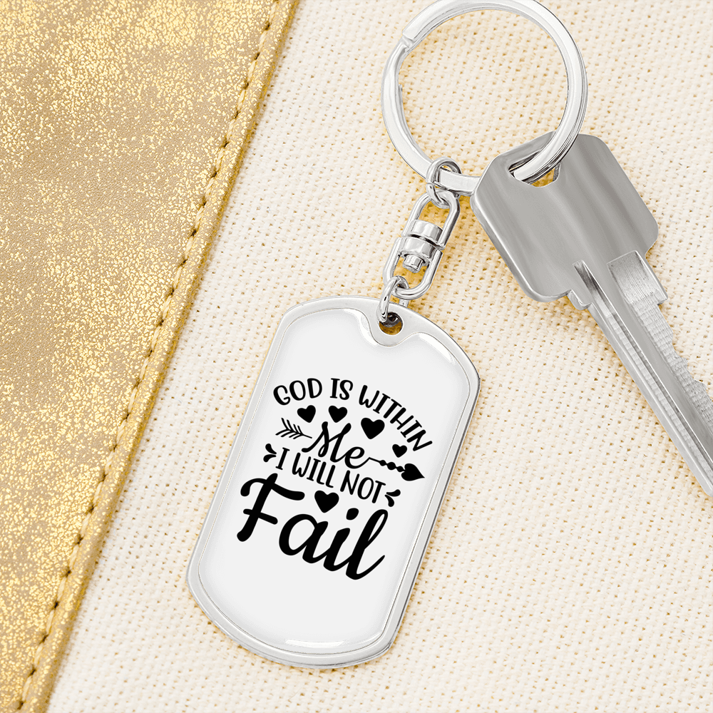 Will Not Fail Keychain Stainless Steel or 18k Gold Dog Tag Keyring-Express Your Love Gifts