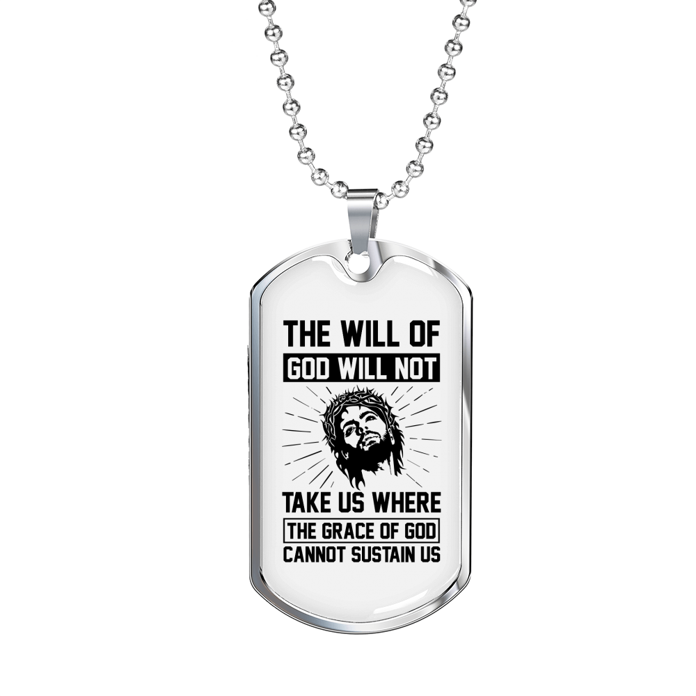 Will Of God Christian Necklace Stainless Steel or 18k Gold Dog Tag 24" Chain-Express Your Love Gifts