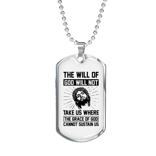 Will Of God Christian Necklace Stainless Steel or 18k Gold Dog Tag 24" Chain-Express Your Love Gifts