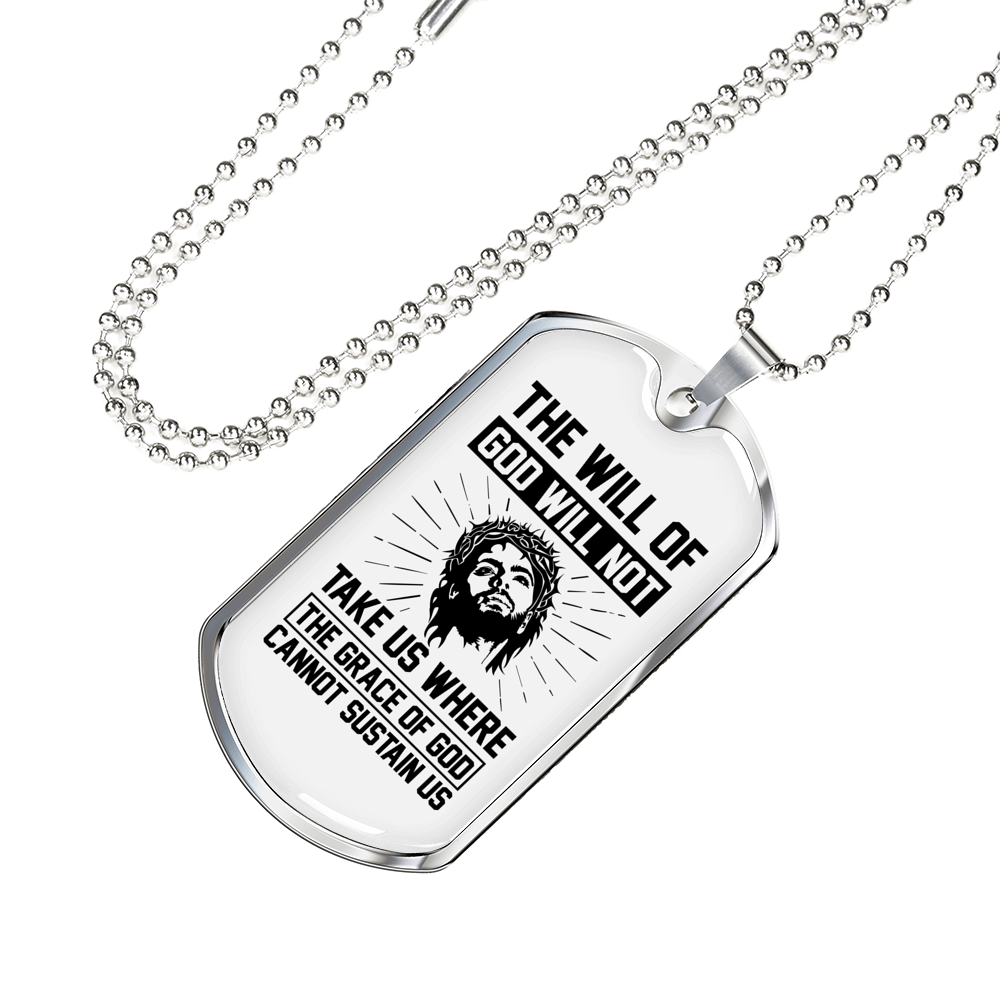 Will Of God Christian Necklace Stainless Steel or 18k Gold Dog Tag 24" Chain-Express Your Love Gifts