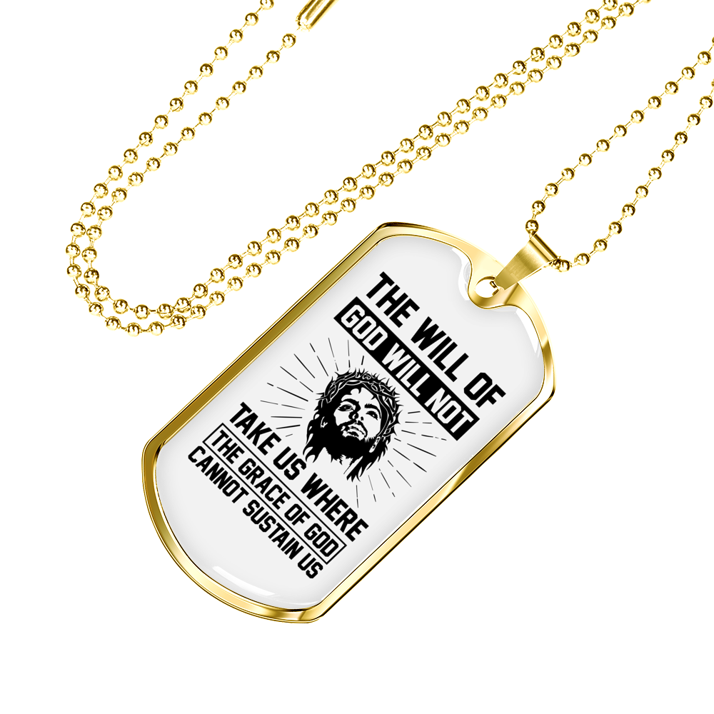 Will Of God Christian Necklace Stainless Steel or 18k Gold Dog Tag 24" Chain-Express Your Love Gifts