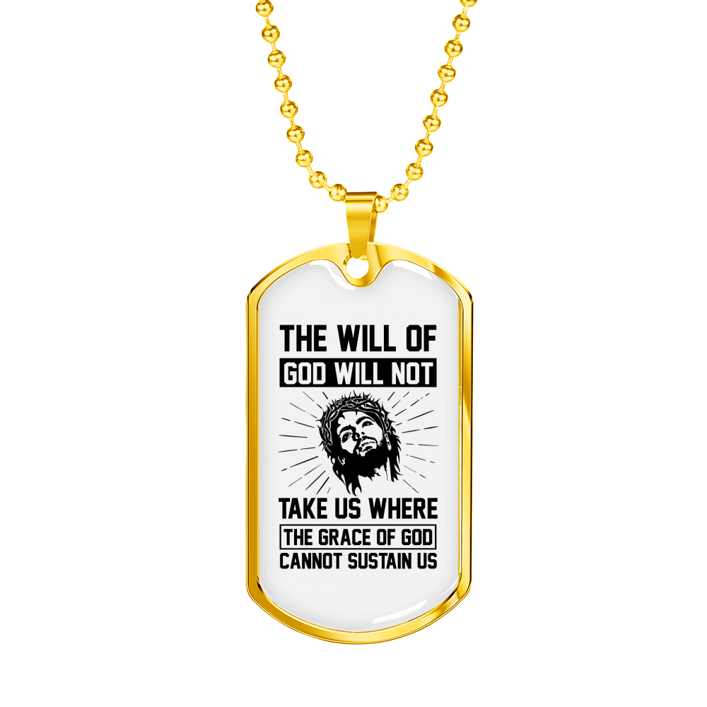 Will Of God Christian Necklace Stainless Steel or 18k Gold Dog Tag 24" Chain-Express Your Love Gifts
