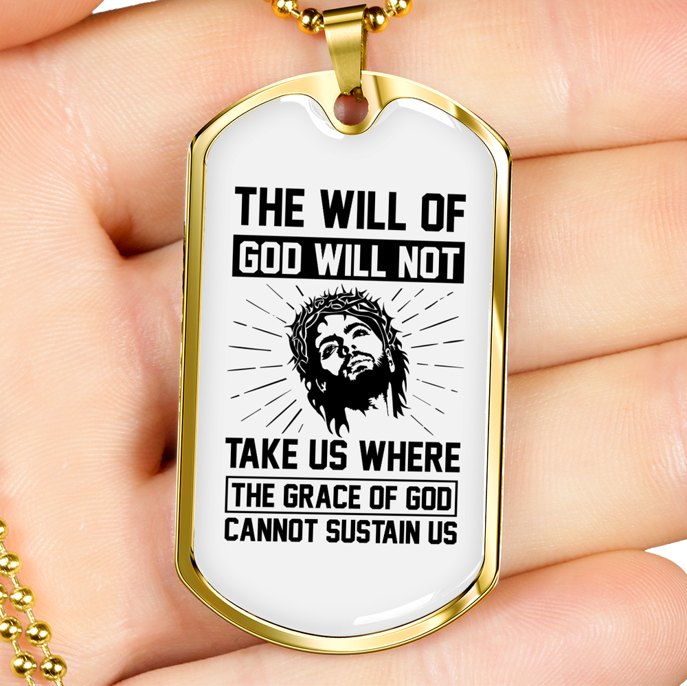 Will Of God Christian Necklace Stainless Steel or 18k Gold Dog Tag 24" Chain-Express Your Love Gifts