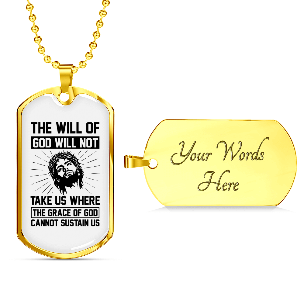 Will Of God Christian Necklace Stainless Steel or 18k Gold Dog Tag 24" Chain-Express Your Love Gifts